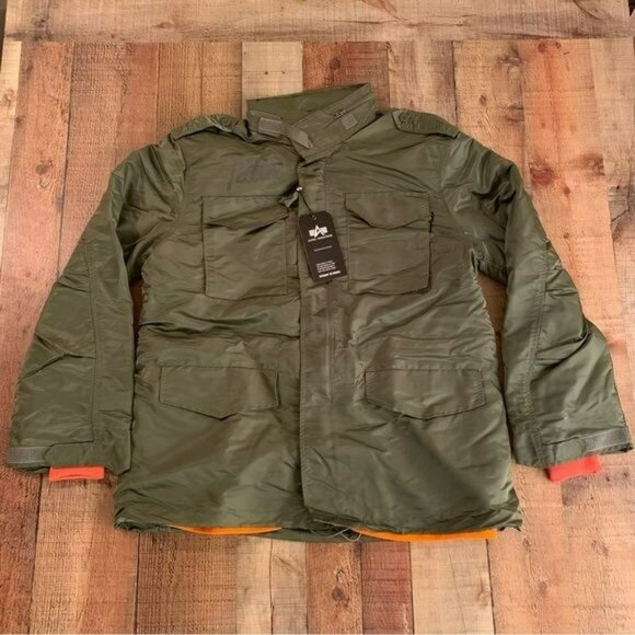 Patta men’s size Large M-65 reversible sage green and orange winter coat - Picture 1 of 13